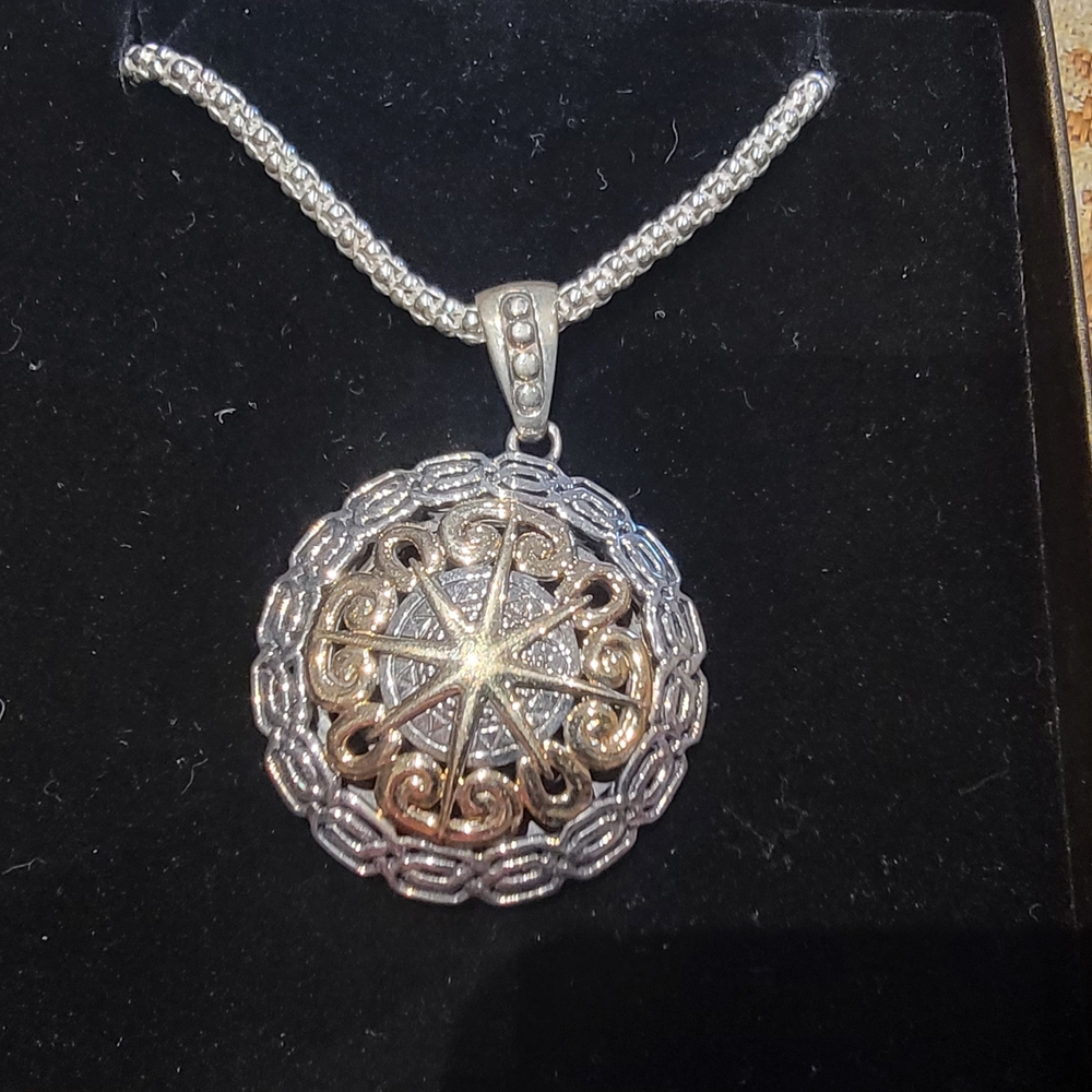 KEITH JACK Silver and 10k Gold Compass Pendant